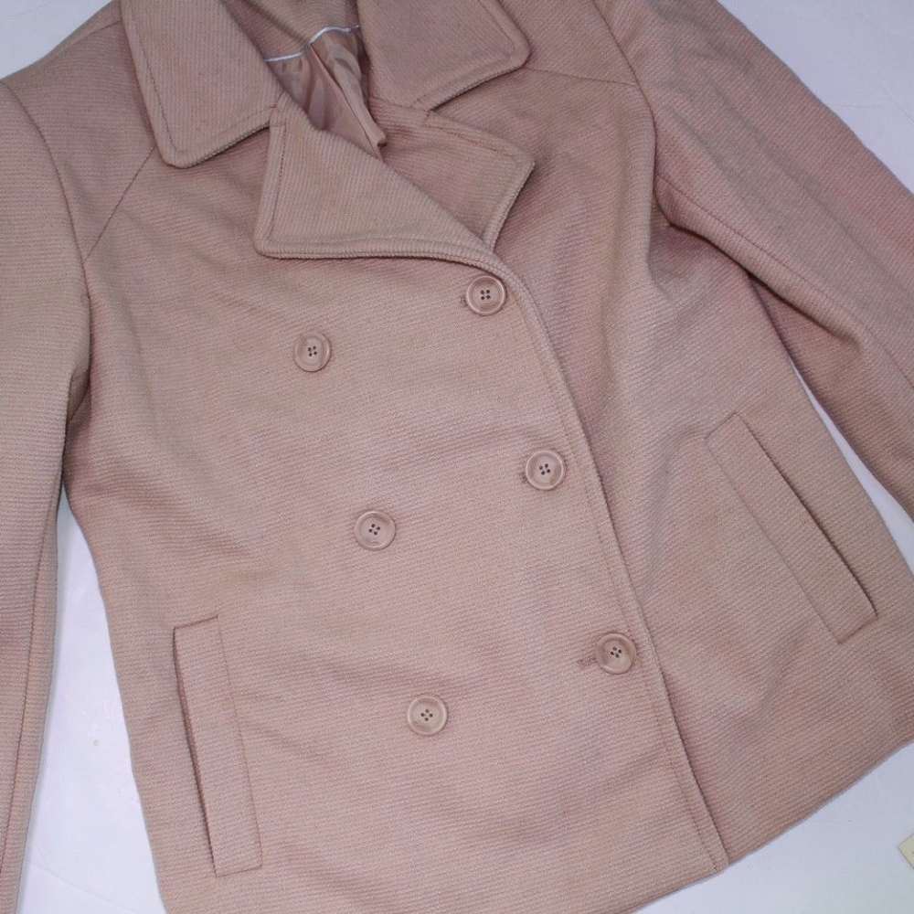 LC LAUREN CONRAD Blush Tan Bow Back Peacoat - Picture 4 of 8